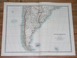 1913 Original Antique Map Of Argentina Chile Falklands / South America - £14.08 GBP