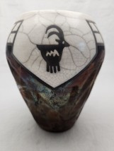 Len Hughes Studio Raku Fired Pottery Vessel Vase Southwest 2000 Artist S... - $83.68