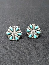 Vintage Native American Zuni Signed Turquoise &amp; Sterling Silver 925 Earr... - €39,04 EUR