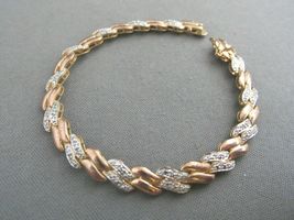 6Ct Round Cut Simulated Diamond Double Link Bar Bracelet925 silver Gold Plated - £135.09 GBP