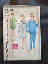 1960s VTG Simplicity 4189 Pajamas Sleepcoat Shirtdress Sew Pattern Teen Size 12 - £6.82 GBP