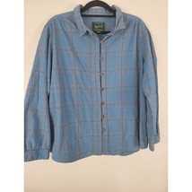 Woolrich Button Front Top 2x Womens Plus Size Long Sleeve Blue Collared Cotton - £15.73 GBP