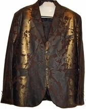 Mondo Men&#39;s Brown Gold Fashionable Blazer Jacket Size 3XL Fit Small - $185.72