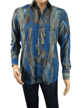 Men Sports Shirt by DE-NIKO Long Sleeves Fashion Print Modal Nk20188 Tea... - £32.90 GBP