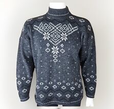 Vtg Fair Isle Sweater Mens Sz M Gray Snowflake Spunky Ski Acrylic Mock N... - $511.84 MXN