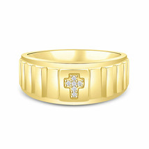 20CT Imitación Diamante 10k Oro Amarillo Chapado Hombres Cruz Anillo de Boda - £156.12 GBP