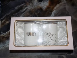 Couple Mug Set - Hubby &amp; Wifey 10 fl oz (296 ml) NEW - £17.87 GBP