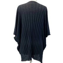 PLANET Lauren G Black Linen Cotton Poncho Sweater Lagenlook Pleated One Size  - £101.08 GBP