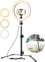 10&quot; Selfie Ring Light with Tripod &amp; Cell Phone Holder,Dimmable Desktop Ringlight - £15.45 GBP