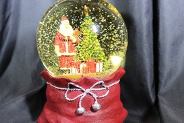 Vintage Sankyo Snow Globe Santa Christmas Tree Music Box Plays Jingle Bells - $47.49