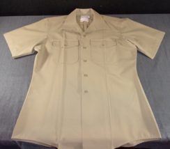 Usmc Marine Corp Men&#39;s Khaki Tan Short Sleeve Uniform Dress Shirt Large - £17.15 GBP
