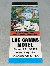 Vintage Matchbook Cover  Log Cabins Motel kitchen   Panama, City  gmg  Unstruck - £9.88 GBP
