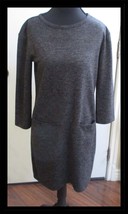 Adrienne Vittadini XS Gray Knit Sweater Dress with 2 Front Pockets Fitted - $9.89