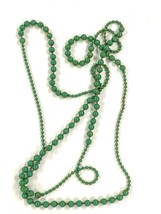 Vintage  Metal Brass Ball Pop Bead Necklace Green Painted  50&quot; Long - $30.29