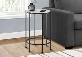 Round Washed Oak Accent Side Table &amp; Black Metal Nightstand - €51,72 EUR