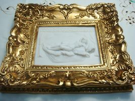 Framed Stone Wall Plaque in stone compound, Nude&quot;, gorgeous frame - £82.02 GBP