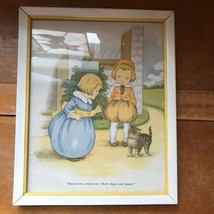 Vintage Mary Lafetra Russell Signed Cute Chubby Kids &amp; Kitty PUSSY-CAT in Yellow - £11.71 GBP