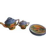 Vintage 1930s Tea serving set Pot Sugar Plates Moose Motif Japan handpai... - $1,490.59 MXN