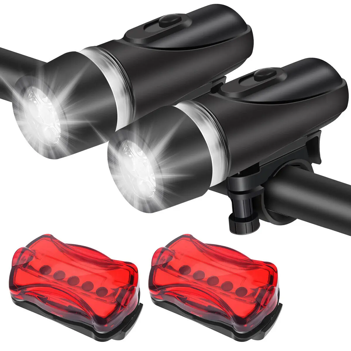 2PCS Battery Bike Front Bicycle Lights Front Back Rear Taillight MTB Road Bike - £8.14 GBP