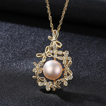 Sterling Silver Silver Freshwater Pearl Necklace Plated 18K Gold Fashion Exquisi - £27.08 GBP