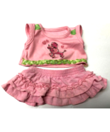 Build A Bear Pink Poodle Dog With Green Trim Cap Sleeve Shirt and Skirt - €10,35 EUR