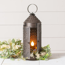 18-Inch Chimney Lantern in Punched Tin Metal -  Kettle Black - USA Handmade - $99.95