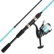 Turquoise 6 Ft Fiberglass Fishing Rod &amp; Reel Combo 2-Pc Pole w/ 2000 Spi... - $50.97