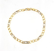 4.5mm Unisex Bracelet 18kt Yellow and White Gold 409591 - £478.81 GBP