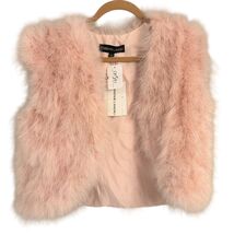 Adrienne Landau Womens Blush Marabou Fur Vest L NWT $298 retail - $168.00