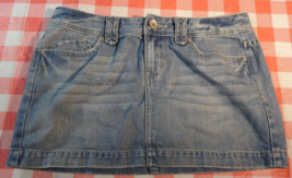 Aeropostale Light Blue Wash J EAN Denim Cute Rhinestone Short Mini Skirt 5 / 6 - £14.88 GBP