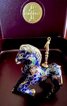 Fortunoff Cloisonne Carousel Horse Rich Gold Blue Miniature Ornament  1 ... - $82.64