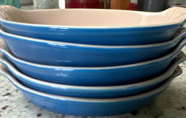 Le Creuset 5pc Petite Au Gratin Dish 6oz Bnwt Graduated From Dark To Light Blue - £59.10 GBP