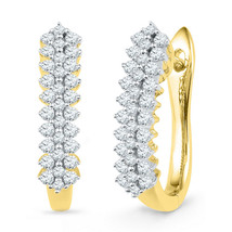 10k Yellow Gold Womens Round Diamond Oblong Hoop Earrings 1/2 Cttw - £513.93 GBP