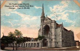 Vtg Postcard 4th Presbyterian Church, Chicago IL., Postmarked 1915 - £6.81 GBP