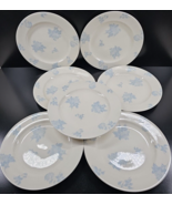 7 Guess Floating Rose Dinner Plates Vintage Blue Floral Stoneware Serve ... - £90.16 GBP