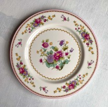 7 Vintage Mikasa Cheshire Bone China Dinner Plates - Pink Floral Design and Tri - $12.88