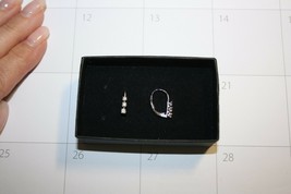 Diamond Leverback Dangle Earrings 3 Stone Genuine 14k white gold over 925 SS - £210.18 GBP