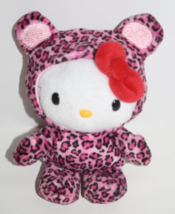 Hello Kitty Soft Pink Leopard Hoodie Plush Sanrio 2009 Small Toy Jakks Pacific - $21.26