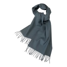 Vtg Amicale Superfine Wool Scarf – 100% Merino, Blue-Gray, Fringe Ends, ... - $652.40 MXN