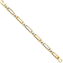 Men&#39;s 14K Two Tone Peg Link Bracelet - £711.41 GBP