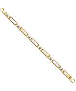 Men&#39;s 14K Two Tone Peg Link Bracelet - £713.14 GBP