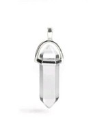 Clear Quartz Crystal Natural Quartz  Gemstone Pendant Necklace  - £7.82 GBP