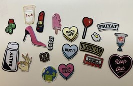 Lot Of 20 Iron On Patches 80s And 90s Inspired—Hearts Makeup Seinfeld Earth - $8.91