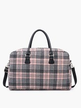 Jen &amp; Co. plaid florence duffle bag in Pink/ Grey - size One Size - $50.49