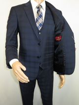 Men Suit BERLUSCONI Turkey 100% Italian Wool Super 180's 3pc Vested #Ber24 Navy image 5
