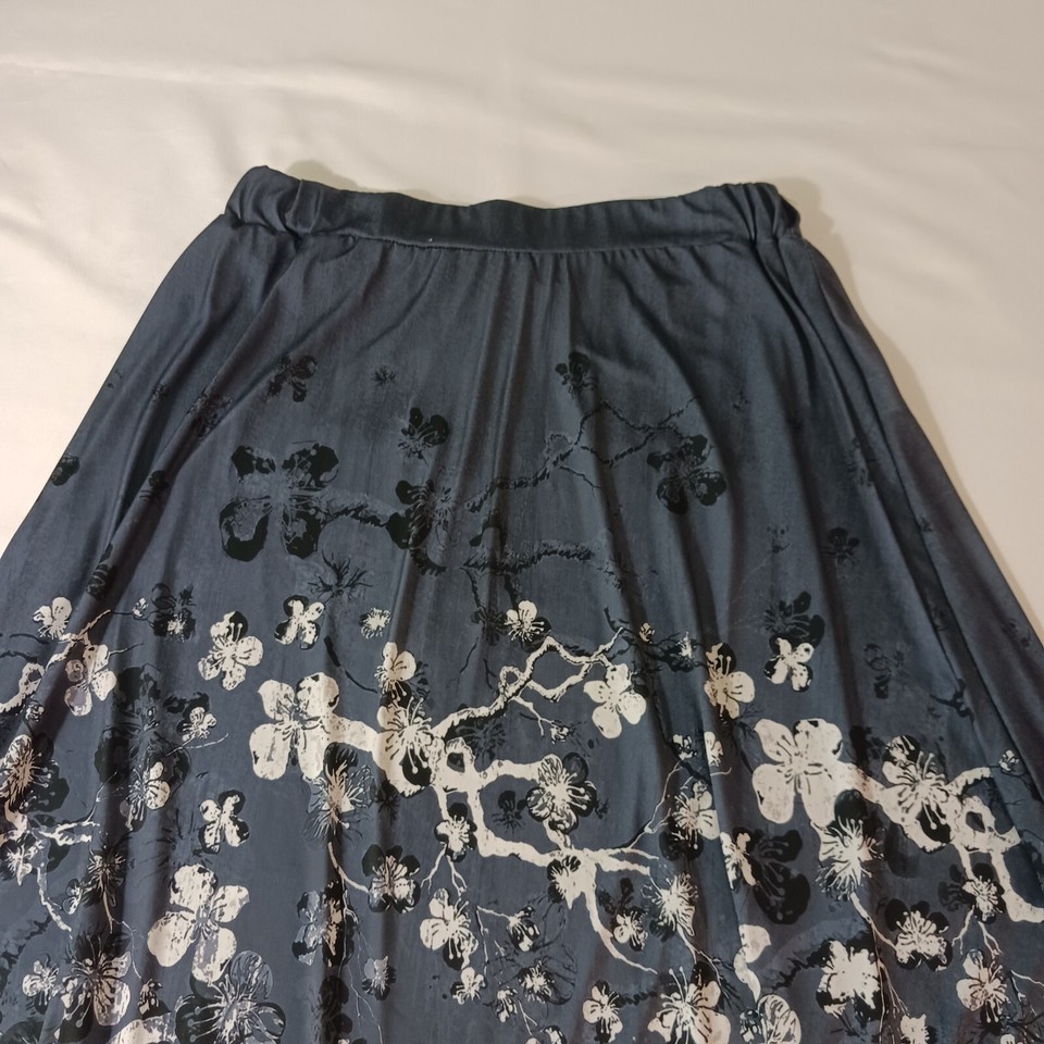Lily By Firmiana Women's Elastic Waist Black & White Floral A-Line Skirt Size XL Item image 9