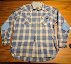 Vtg Plaid L Wool Gripper Pearl Snap Elbow Patch Western Shirt No Tag Pen... - $44.50