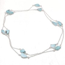 Caribbean Larimar Gemstone Handmade Fashion Ethnic Necklace Jewelry 36&quot; SA 6936 - £10.29 GBP