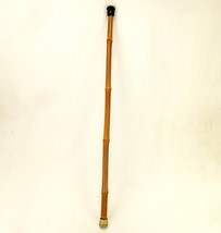 36&quot; Hand Made Bamboo Walking Stick, 4 Nodal Rings, Rubber Handle Knob, Vintage - £15.62 GBP