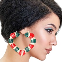 Red and Green Heart Bamboo Hoops - $39.49